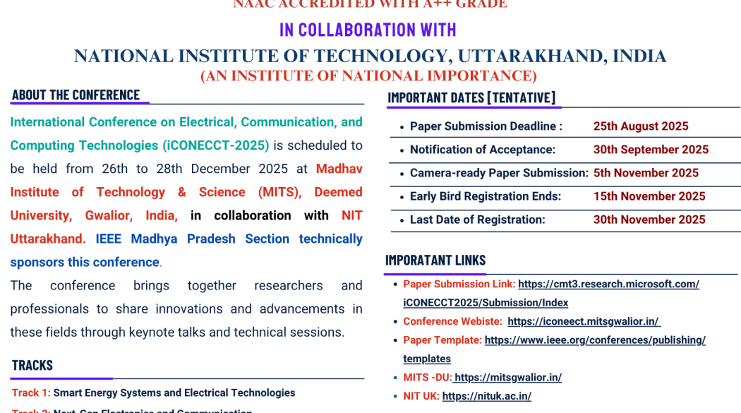 Call for Papers || IEEE - iCONECCT - 2025 